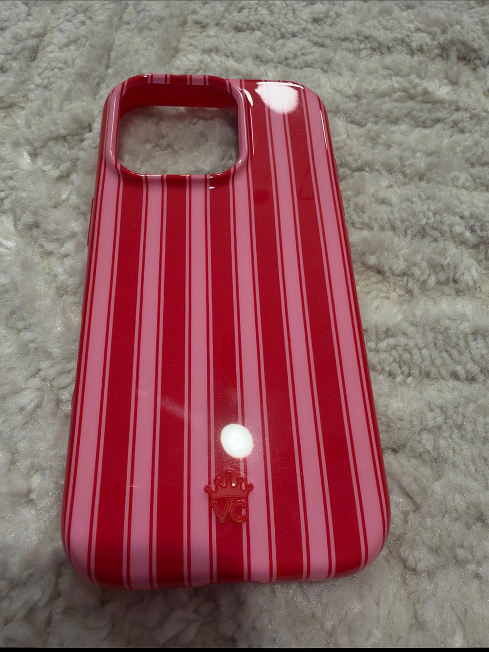 Velvet Caviar Pink and Red striped IPhone 16 Pro case - MagSafe compatible